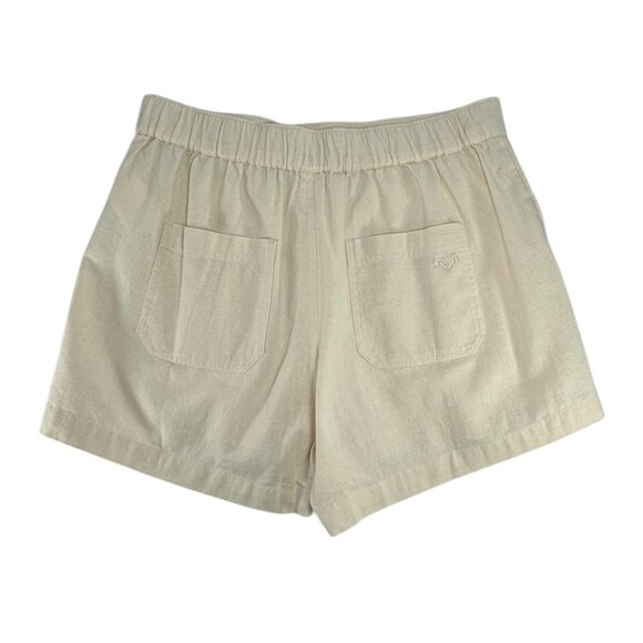ROXY Oceanside High Rise Shorts Sz M Ivory White Structured Cotton Linen Woven - Picture 3 of 10